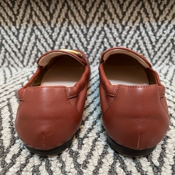 Tod's Brown Maple Brown Red Leather Double T Loafers Size 39 - Picture 3 of 7